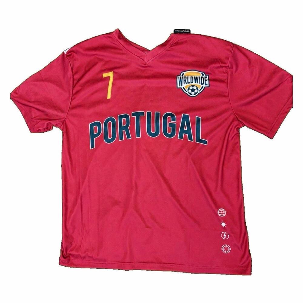 Portugal Soccer Shirt Red White Color #7